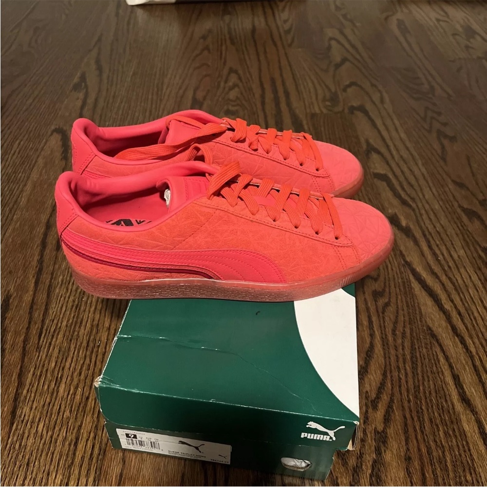 Puma Suede Triplex Mono Mens 9 Sunblaze Paradise Pink Bright Neon New NIB